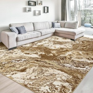 Washable Rug Modern Marble Rug, Ultra-Thin Area Rug for Living Room with Non Slip, Boho Marble Pattern Area Rug for Kitchen - 1 of 4