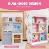 Costzon 2-in-1 Kids Kitchen Playset & Dollhouse, Wooden Pretend Chef Set with Cookware, 3.25FT Doll House with Furniture, Gift for Toddlers 3+ (Girls) - 2 of 4