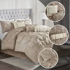 7 Pcs Faux Silk Bedding Set, Solid Color RIAB Royal Style Comforter Set, Tufted Dimensional Design Smooth Edge Comforter with Matching Pillow Cases - 2 of 4