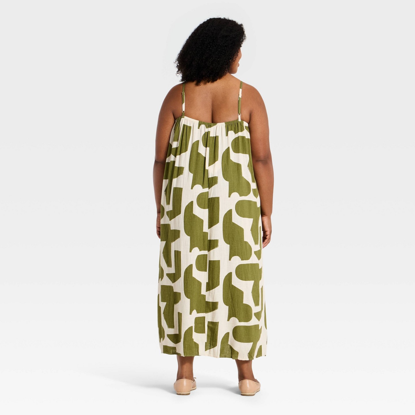Женские платья Ava & Viv Plus Flowy Midi Tank Summer Dress - Ava & Viv™ Green Abstract 2X — фото 2