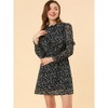 Allegra K Women's Floral Mock Neck Tie Waist Ruffle Shift Chiffon Dress - 2 of 4