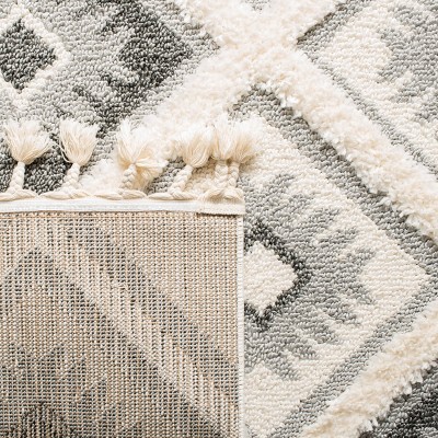 Ivory and Grey Diamond Shag 8' x 10' Area Rug