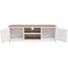 vidaXL TV Stand White and Brown Galvanized Steel and Solid Fir Wood Small - 4 of 4