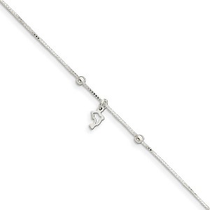 Black Bow Jewelry Sterling Silver Dolphin Silhouette Anklet, 8-9 Inch - 1 of 3