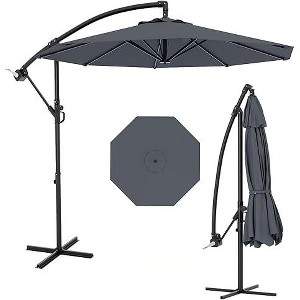 10FT Hanging Cantilever Umbrella, Offset Patio Umbrella Outdoor Sun Shade with Easy Tilt Adjustment, 8 Ribs, UV Protection for Backyard, Lawn - 1 of 4