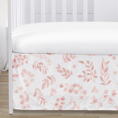 Blush Pink and White Botanical Baby Crib Bedding Set