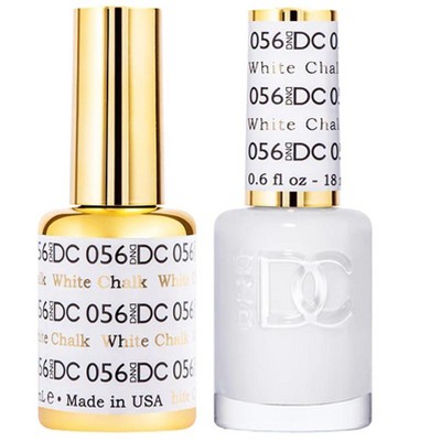 DND DC Gel Polish Set, White Collection, UV/LED Gel Polish and Air Dry Nail Lacquer, Matching Chip-Free Polish Duo, 056 White Chalk, 0.6 oz