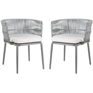 Kiyan Rope Chair (Set Of 2) - Indoor/Outdoor - PAT4028 - Gray - Safavieh - 1 of 4