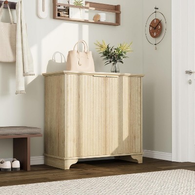 2 Door Coffee Bar Cabinet, Modern Farmhouse Sideboard Buffet Cabinet with Shelves