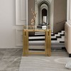 Dolonm Modern Stainless Steel & Glass End Table - 19.69" Square Gold Side Table with 8mm Tempered Glass Shelves - 4 of 4