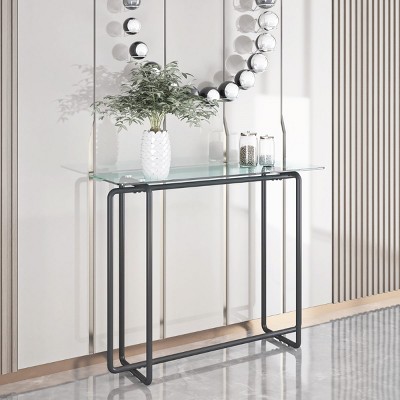 KTMBDW Modern Tempered Glass Coffee Table End Table Side Table for Living Room,bedroom, Black