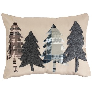Northlight Pine Tree Silhouettes Christmas Throw Pillow - 15" - Tan - 1 of 4