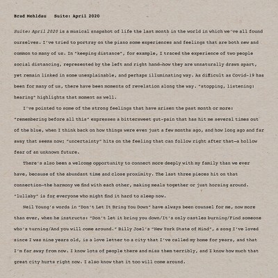 Brad Mehldau - Suite: April 2020 (CD)