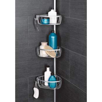 Tangkula 60-108 Adjustable Shower Caddy Tension Pole, 4 Tier Drill Free Organizer