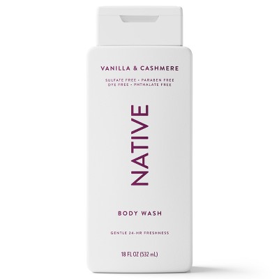 Native Body Wash - Vanilla & Cashmere - 18 fl oz: Liquid, Whole Body, Normal Skin, Paraben-Free