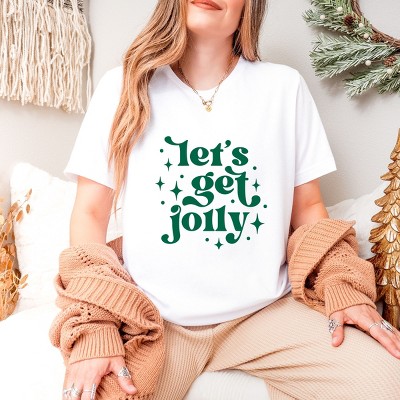 Simply Sage Market Whimsical Let's Get Jolly Short Sleeve Tee - M - White