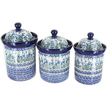 Blue Rose Polish Pottery 1300S Ceramika Artystyczna Canister Set