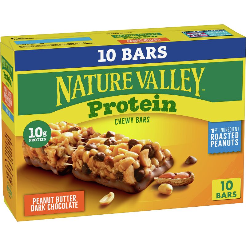 Nature Valley Peanut Butter Dark Chocolate Protein Chewy Bars - 14.2oz - 10ct, 1 of 14