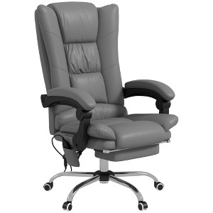 PU Leather Executive Massage Office Chair with 4 Vibration, Computer Desk Chair, Heated Reclining Chair with Adjustable Height, Swivel Wheels - 1 of 4