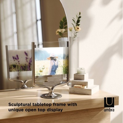 Wishbone Chrome Double-Sided Floating Tabletop Picture Frame