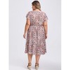 GRACE & GRANDEUR Women's Plus Size Floral Print Button Decor V Neck Flowy Maxi A Line Dresses with Pockets - 3 of 4