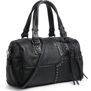 Women Soft Vegan Leather Barrel Bags Large Hobo Top Handle - 1 of 4