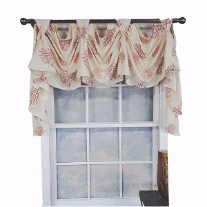 RLF Home Luxurious Modern Design Classic Deep-Sea Victory Swag 3-Scoop Window Valance 50" x 25" - 1 of 4