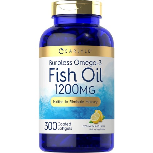 Carlyle Burpless Fish Oil 1200 Mg 300 Softgels Natural Lemon