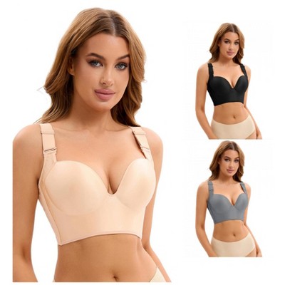 INSPIRE CHIC 3 Pcs Women's Wirefree Convertible Tummy Control 6 Hooks Push Up Bras