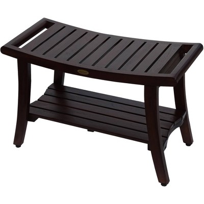 30" Harmony DT121 Wide Teak Wood Shower Bench with Handles - DecoTeak