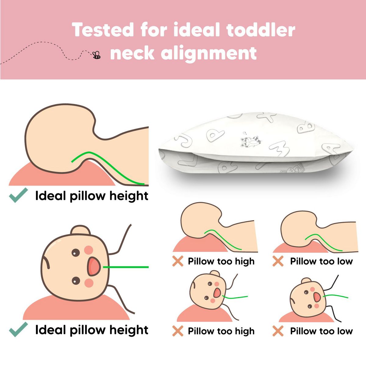 KeaBabies Toddler Pillow with Pillowcase, 13X18 Soft Organic Cotton Toddler Pillows for Sleeping, Kids Travel Pillow Age 2-5 - thumbnail 6