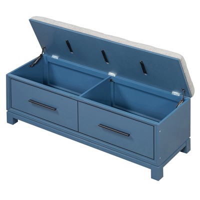 Infurnic Decorative Storage Cabinets Shoe Bench with Removable Cushion,Hidden Storage for Living Room, Entryway, and Hallways, Blue, 43"*15"*18.1"