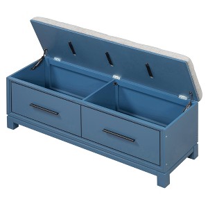 Infurnic Decorative Storage Cabinets Shoe Bench with Removable Cushion,Hidden Storage for Living Room, Entryway, and Hallways, Blue, 43"*15"*18.1" - 1 of 4
