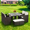 FDW Patio Dining Set Space-Saving 9-Piece Outdoor Patio Furniture Set with Glass-Topped Table - 2 of 4