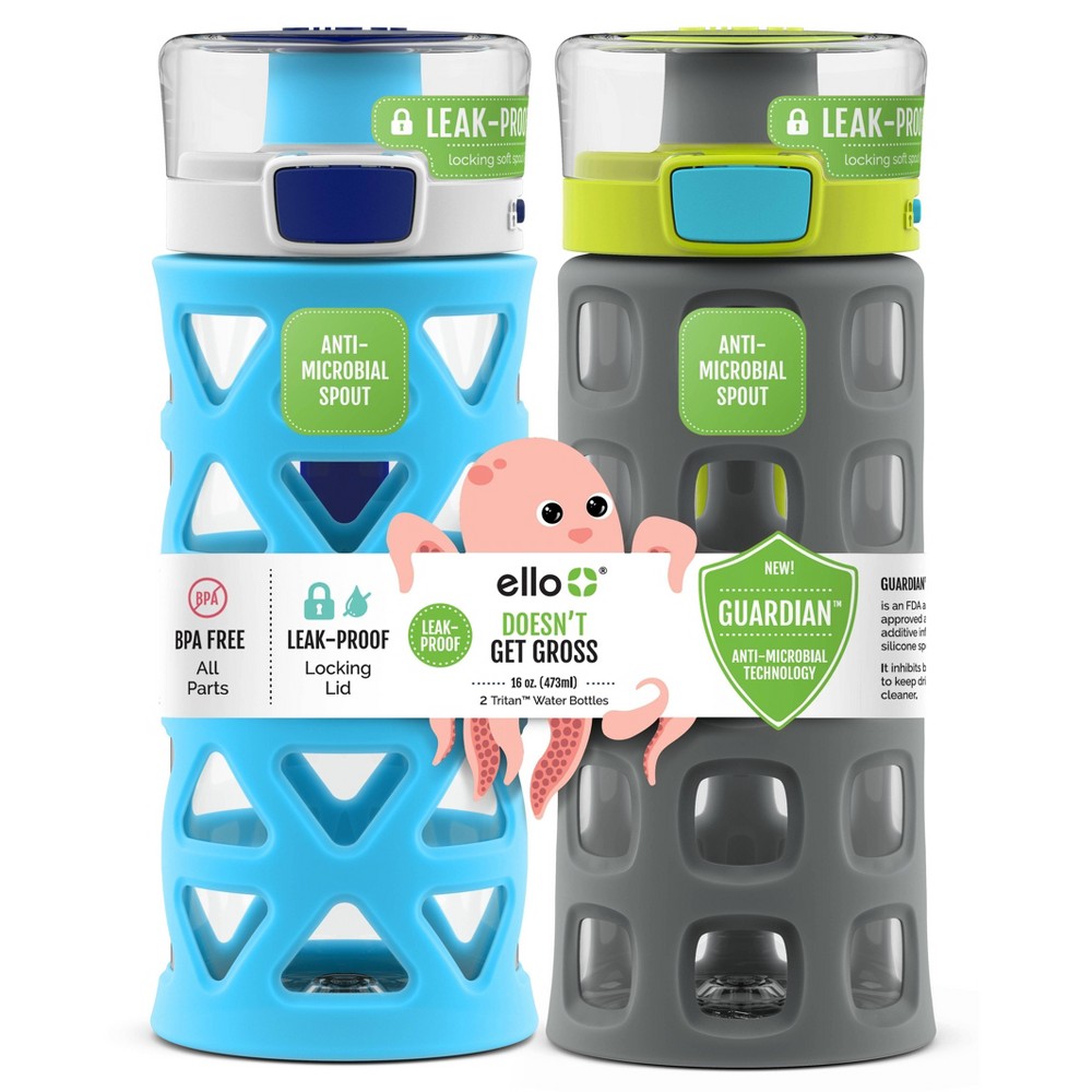 Ello Dash Kids Water Bottle  16oz. (Canoe Blue/Grey 2pk)