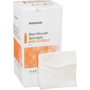 McKesson 94442000 NonWoven Sponge McKesson Polyester / Rayon 4-Ply 4 X 4 Inch Square NonSterile (Box of 200) - 1 of 4