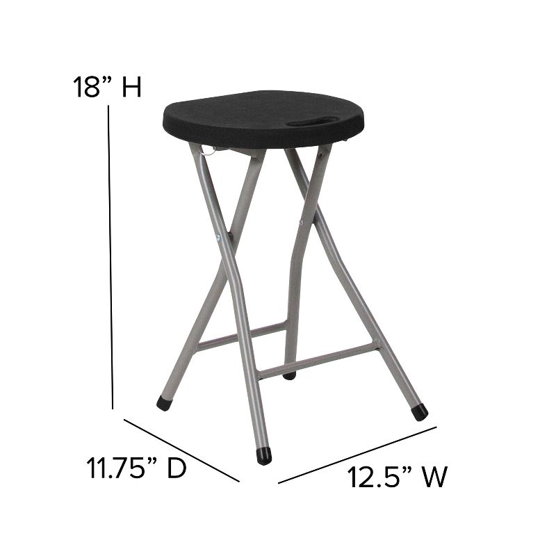 Flash Furniture Foldable Stool with Black Plastic Seat and Titanium Gray Frame, 6 of 12