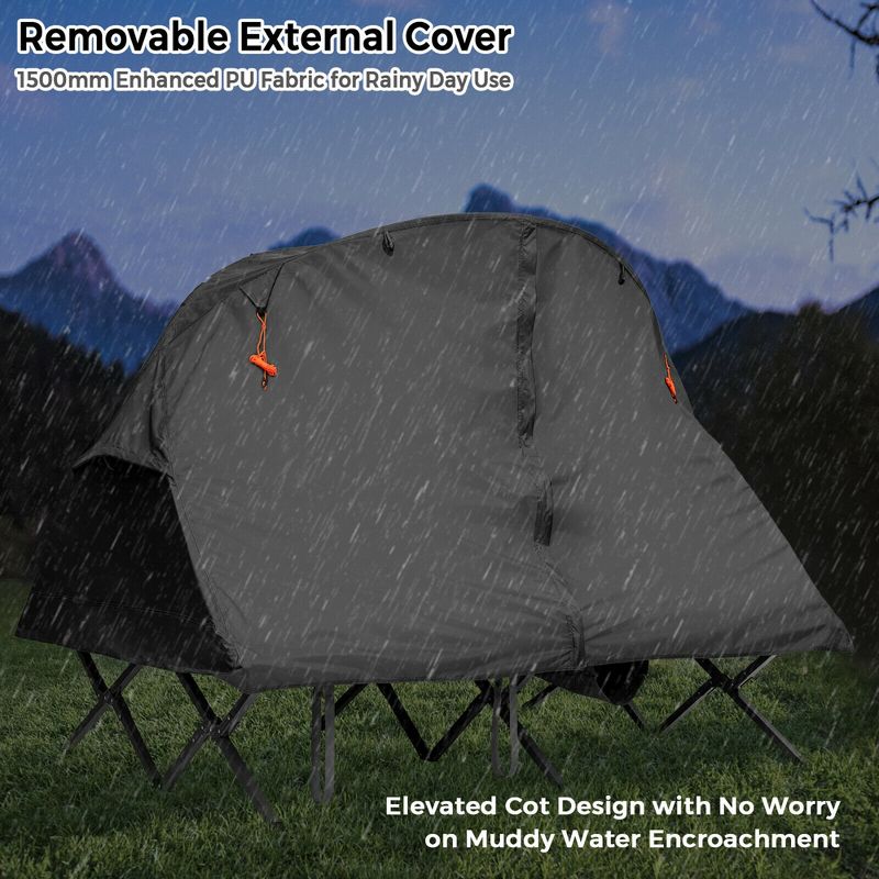 Costway 2-Person Outdoor Camping Tent Cot Elevated Compact Tent Set W/ External Cover, 5 of 10