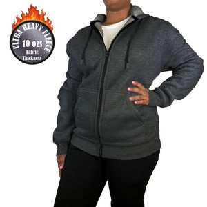 Blue Ice Women's Loose Fit Super Heavyweight Fleece Lined Full-Zip Hoodie - 1 of 3