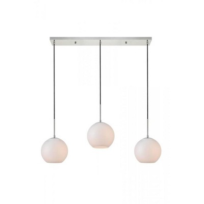 Elegant Lighting Baxter 3 Lights Chrome Pendant With Frosted White Glass