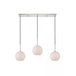 Elegant Lighting Baxter 3 Lights Chrome Pendant With Frosted White Glass - 1 of 4