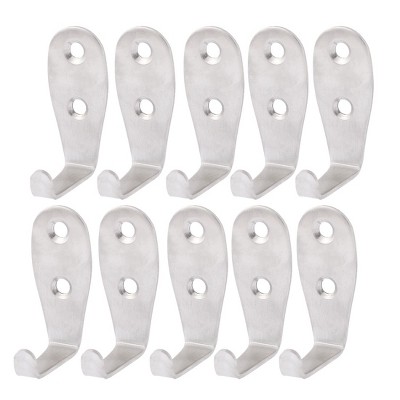 Unique Bargains L Shaped Wall Mounted Single Hook Silver 10 Pcs