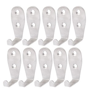 Unique Bargains L Shaped Wall Mounted Single Hook Silver 10 Pcs - 1 of 4