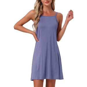 INSPIRE CHIC Women's Modal Soft Spaghetti Dress Crewneck Sleepwear - 1 of 4