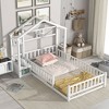 NicBex Twin Size Kids Montessori Bed with House Shape Headboard,Floor Bed with Guardrails Design,Toddler bed for Bedroom Playroom,Gray/White - 2 of 4