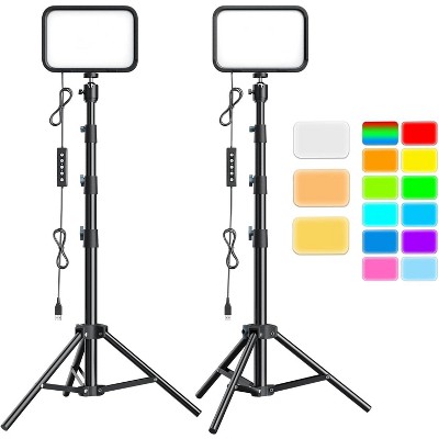 UBeesize 2-Pack RGB Photography Lighting, Studio Lights with Adjustable Tripod Stand and Ball Head, Video Light for Video Recording, Live Streaming