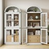 72" Tall Arched Bookshelf Cabinet, Modern Farmhouse Wood Bookcase with 4 Glass Doors & Open Shelf - 4 of 4