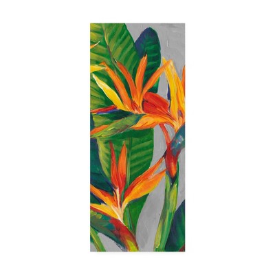 Bird of Paradise Floral Canvas Print in Orange and Green
