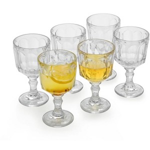 Slickblue Set of 6 Polyhedron Beverage Goblets - 9 oz, Clear Glass with Faceted Design - 1 of 4