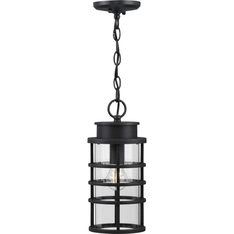 Progress Lighting, Port Royal, 1-Light Outdoor Hanging Lantern, Black, Clear Glass Shade, 3 of 5